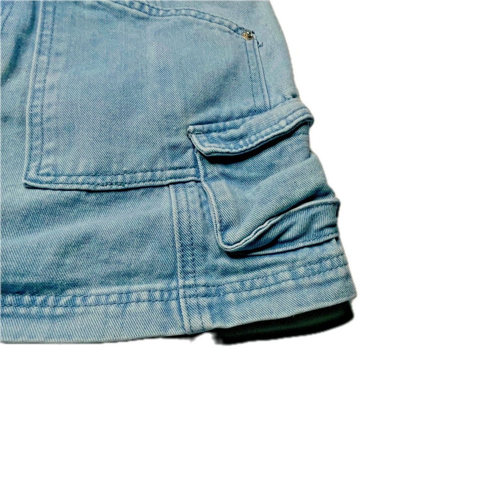 Women's Light Wash Denim Cargo Mini Skirt Utility Pocket Y2K Size 14 Waist 28" - Picture 4 of 13